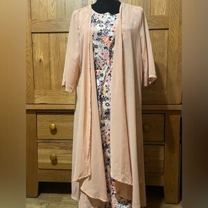 Floral Pink Dress with Sheer Overlay